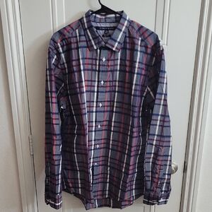 Tommy Hilfiger Men's Plaid Shirt - Blue and Red